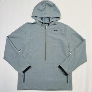 Nike Jacket Mens Large Gray Hooded Half Zip Pullover Adjustable Cuffs Pockets